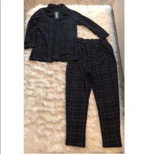 2 piece navy blazer and trouser set